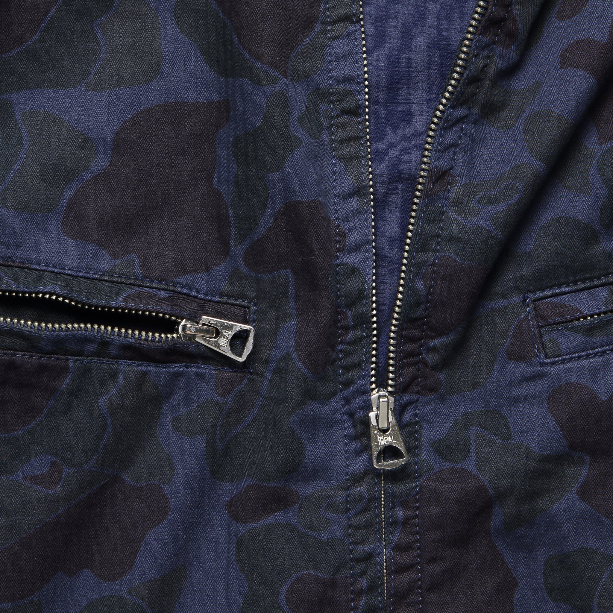 Herringbone Camo Zip Jacket - Navy - Alex Mill - STAG Provisions - Outerwear - Coat / Jacket