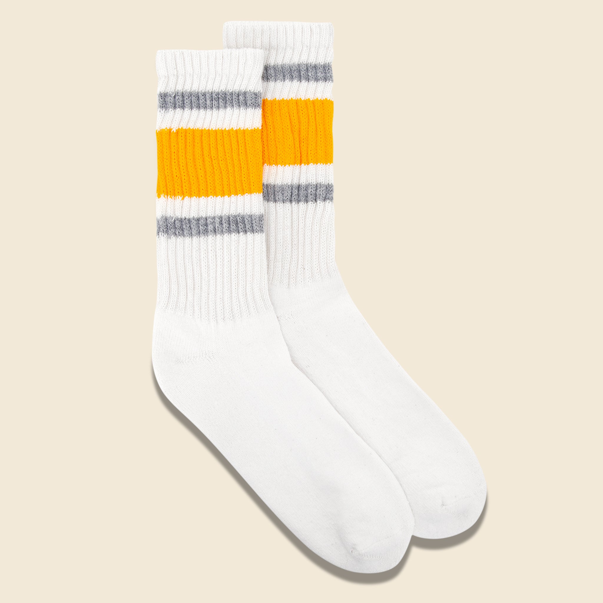 American Trench - Retro Stripe Crew Sock, FW20, Gold/Grey - American Trench - STAG Provisions - Accessories - Socks