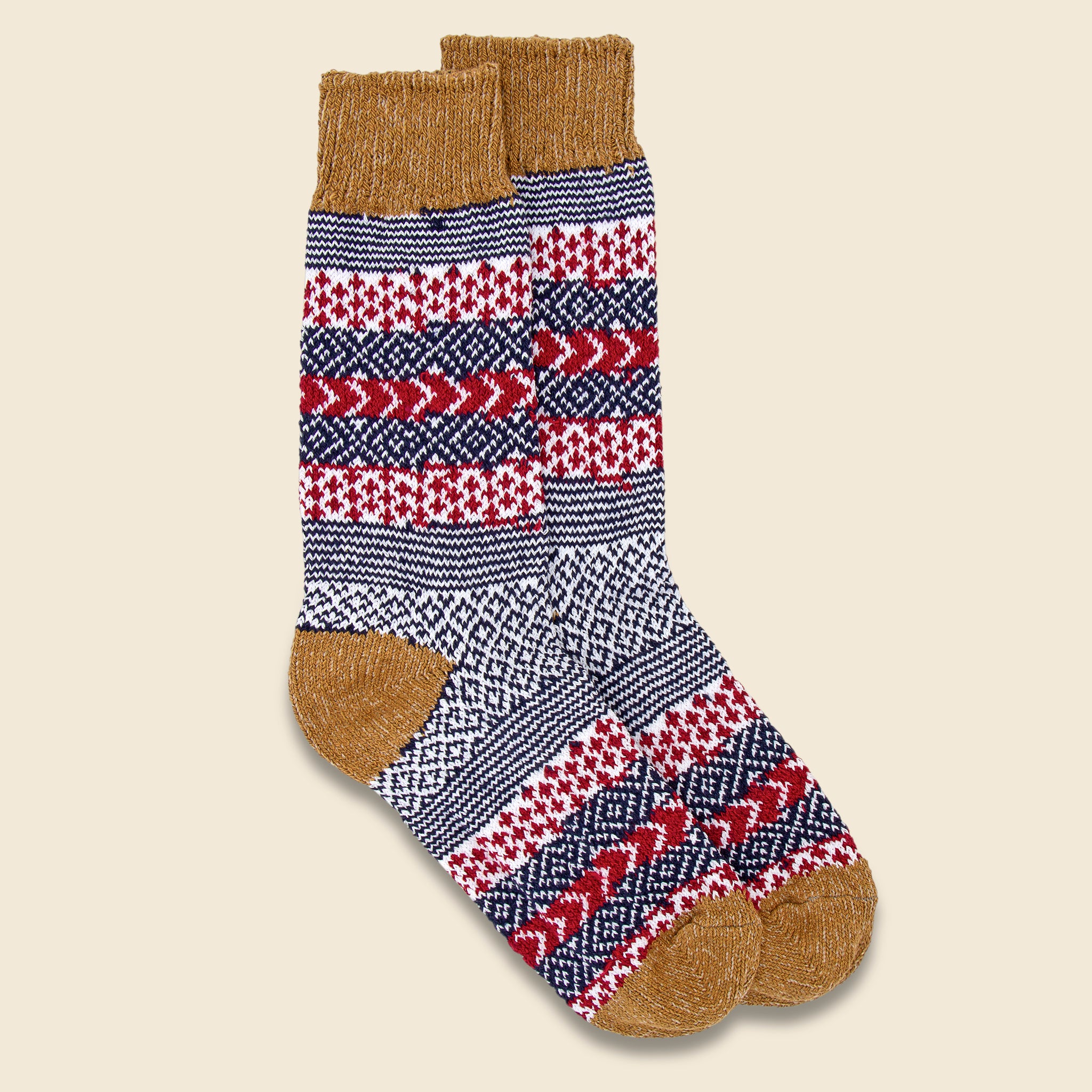 Cotton Fair Isle Sock - Ochre - American Trench - STAG Provisions - Accessories - Socks
