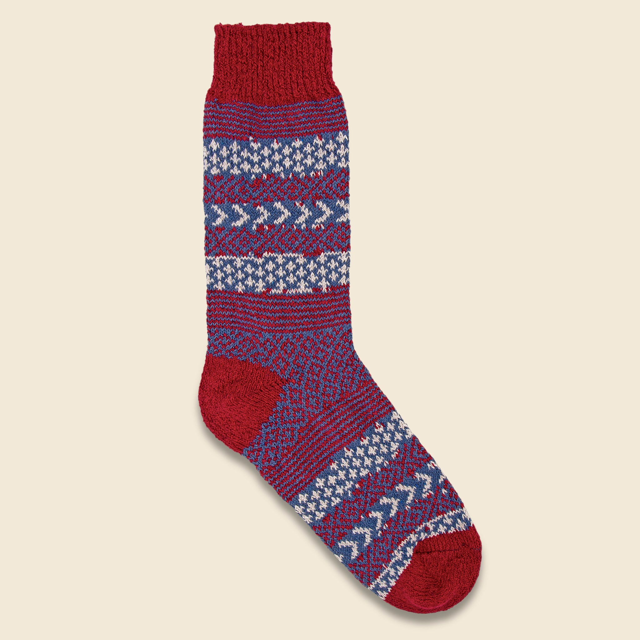 Cotton Fair Isle Sock - Red - American Trench - STAG Provisions - Accessories - Socks