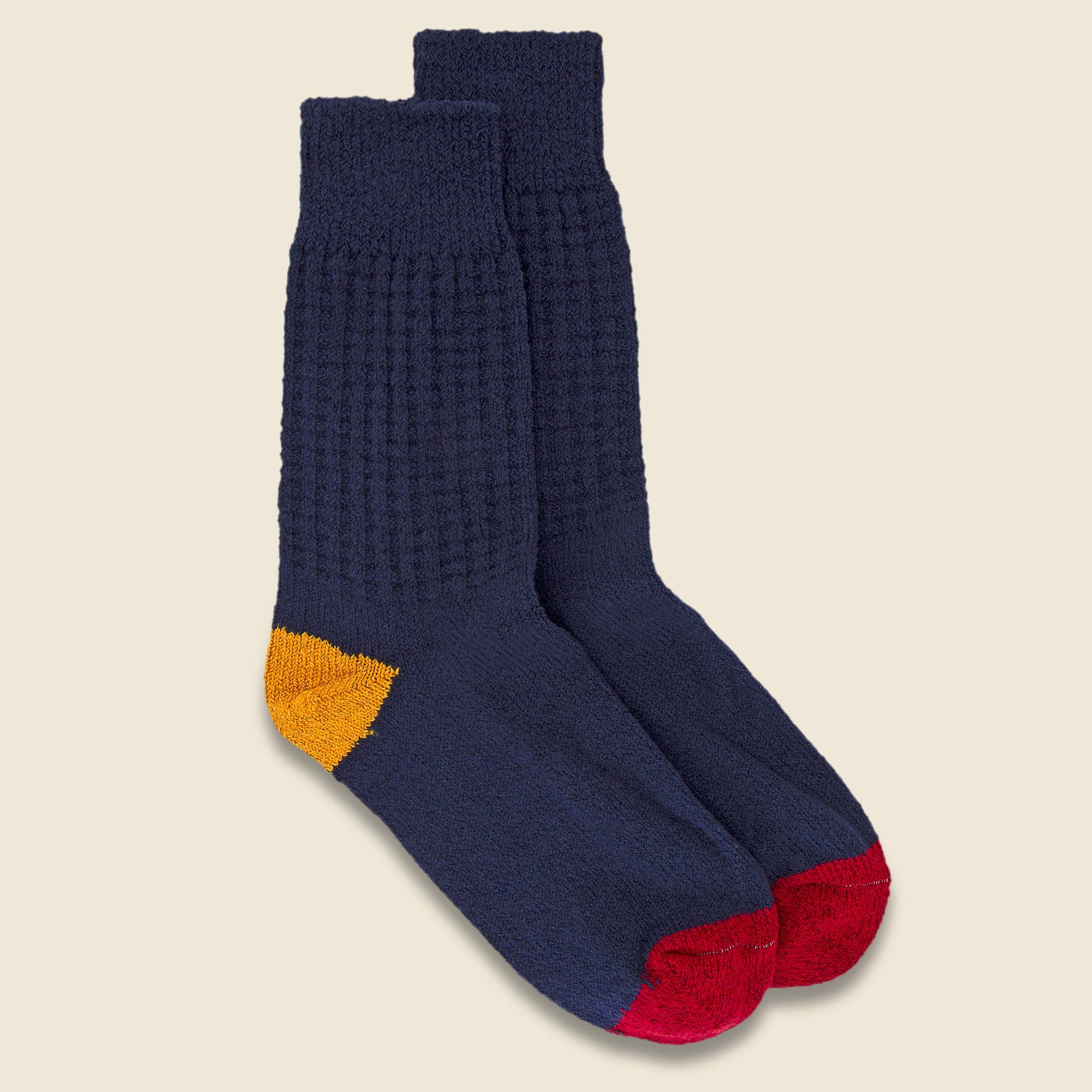 Waffle Crew Sock - Navy - American Trench - STAG Provisions - Accessories - Socks