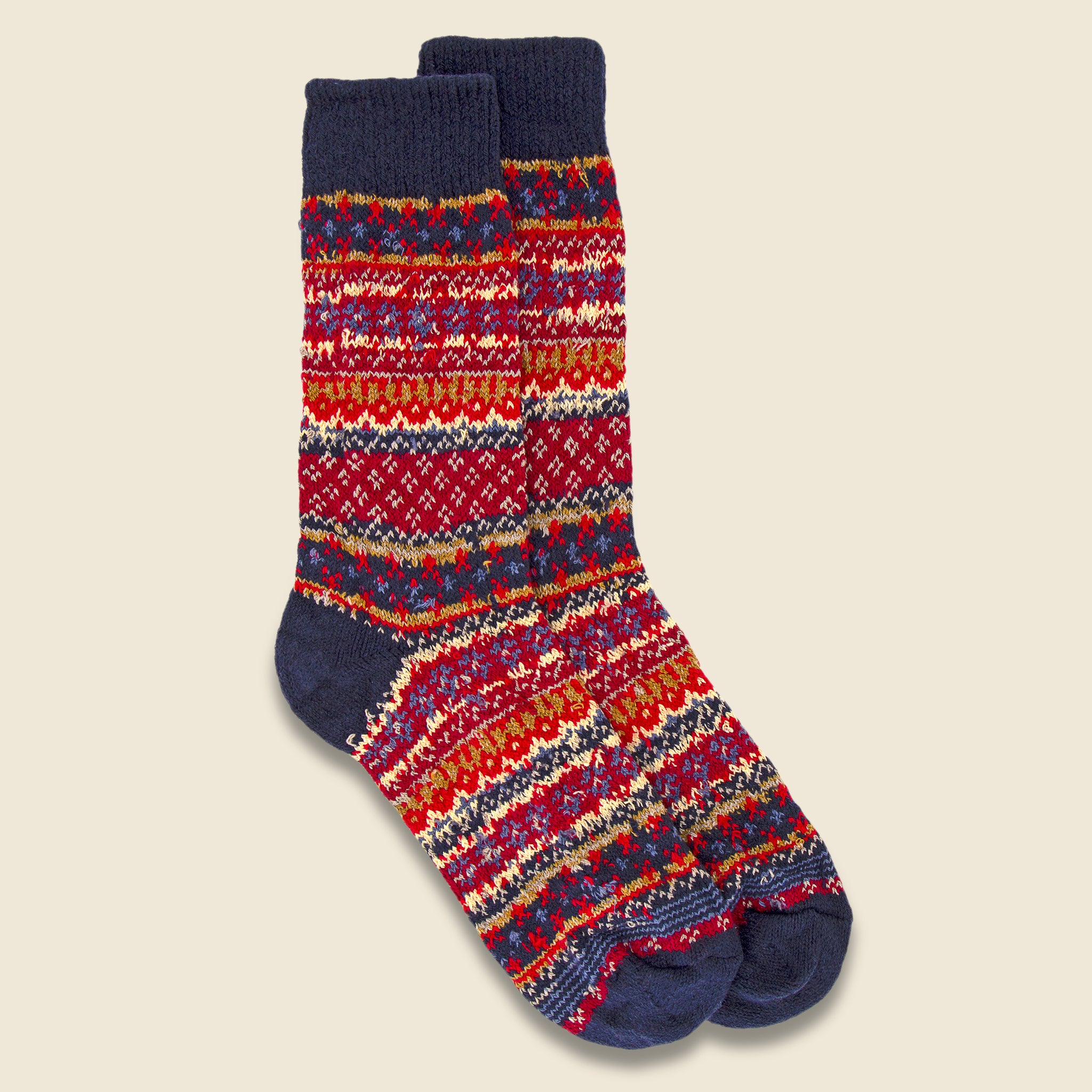 Fair Isle Crew Sock - Navy/Multi - American Trench - STAG Provisions - Accessories - Socks
