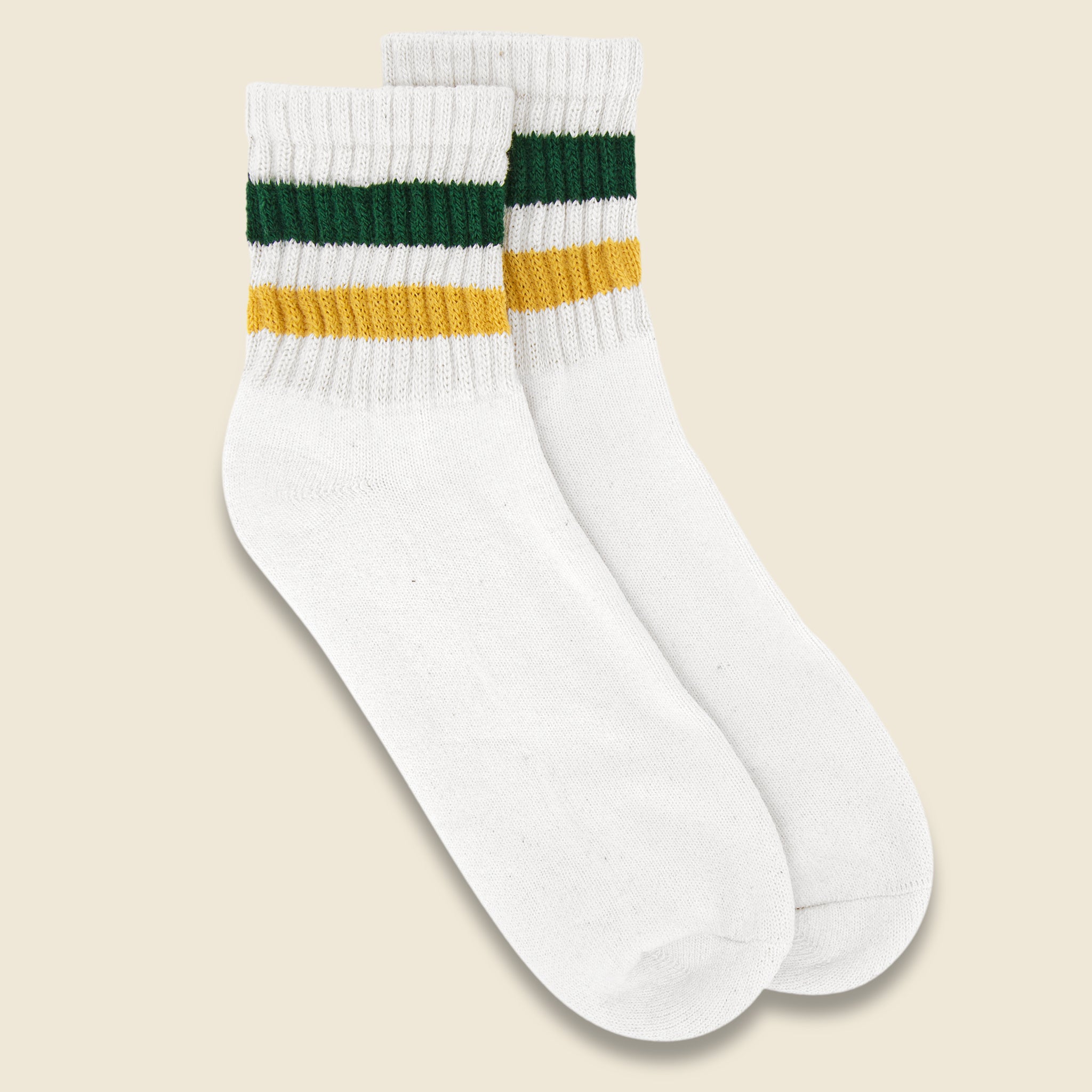 Retro Stripe Quarter Crew Sock - Forest Green/Amber - American Trench - STAG Provisions - Accessories - Socks