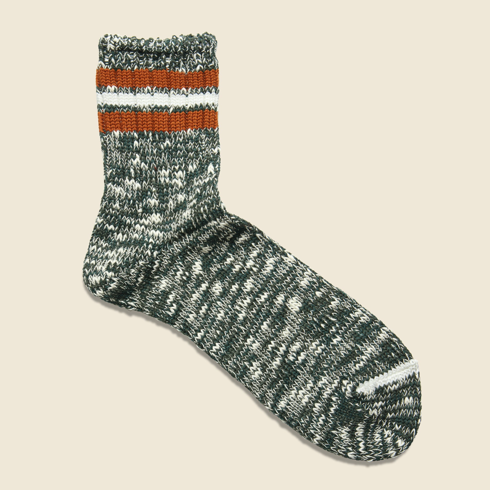 Marled Cotton Three Stripe Sock - Moss - Anonymous Ism - STAG Provisions - Accessories - Socks