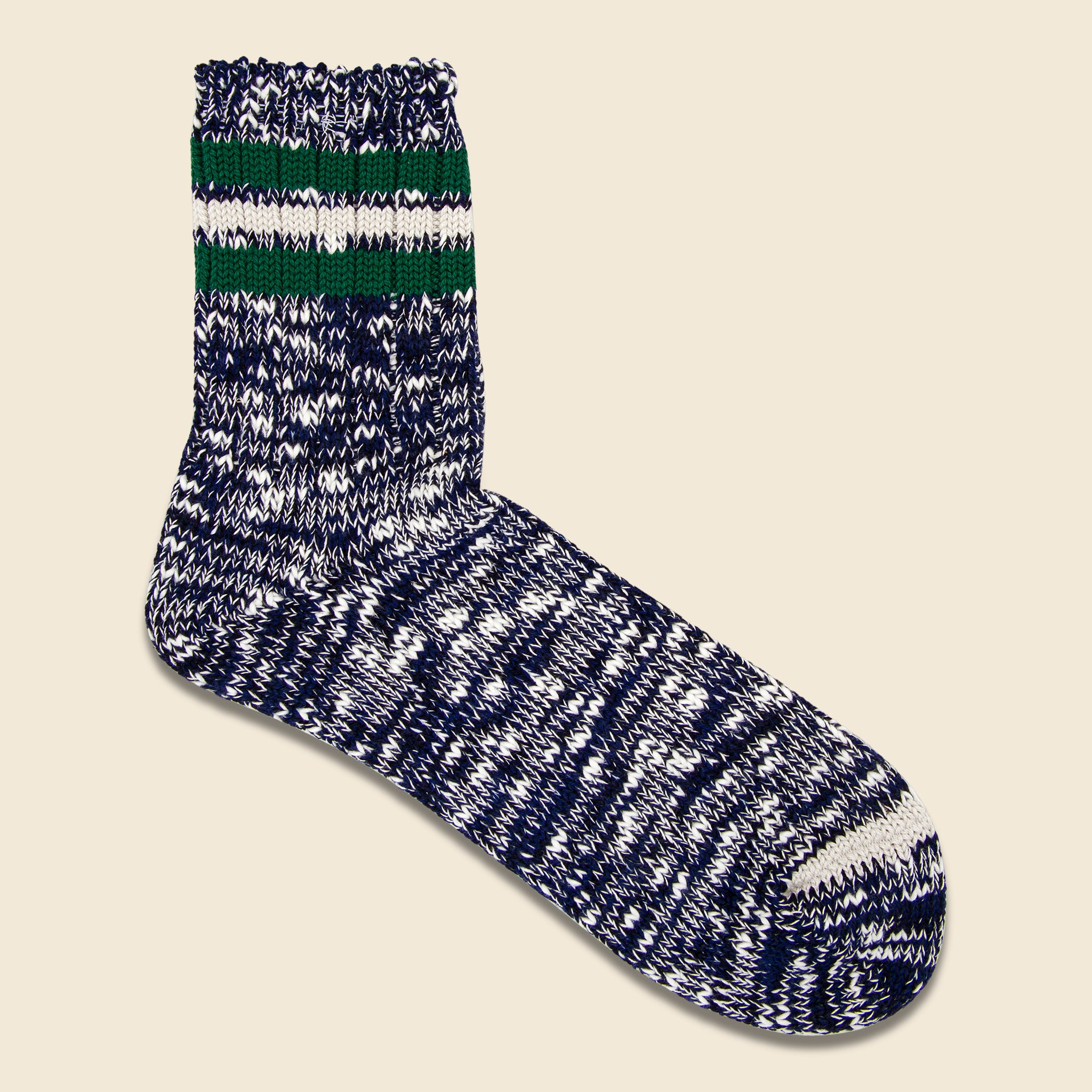 3-Line Slub Sock - Navy - Anonymous Ism - STAG Provisions - Accessories - Socks