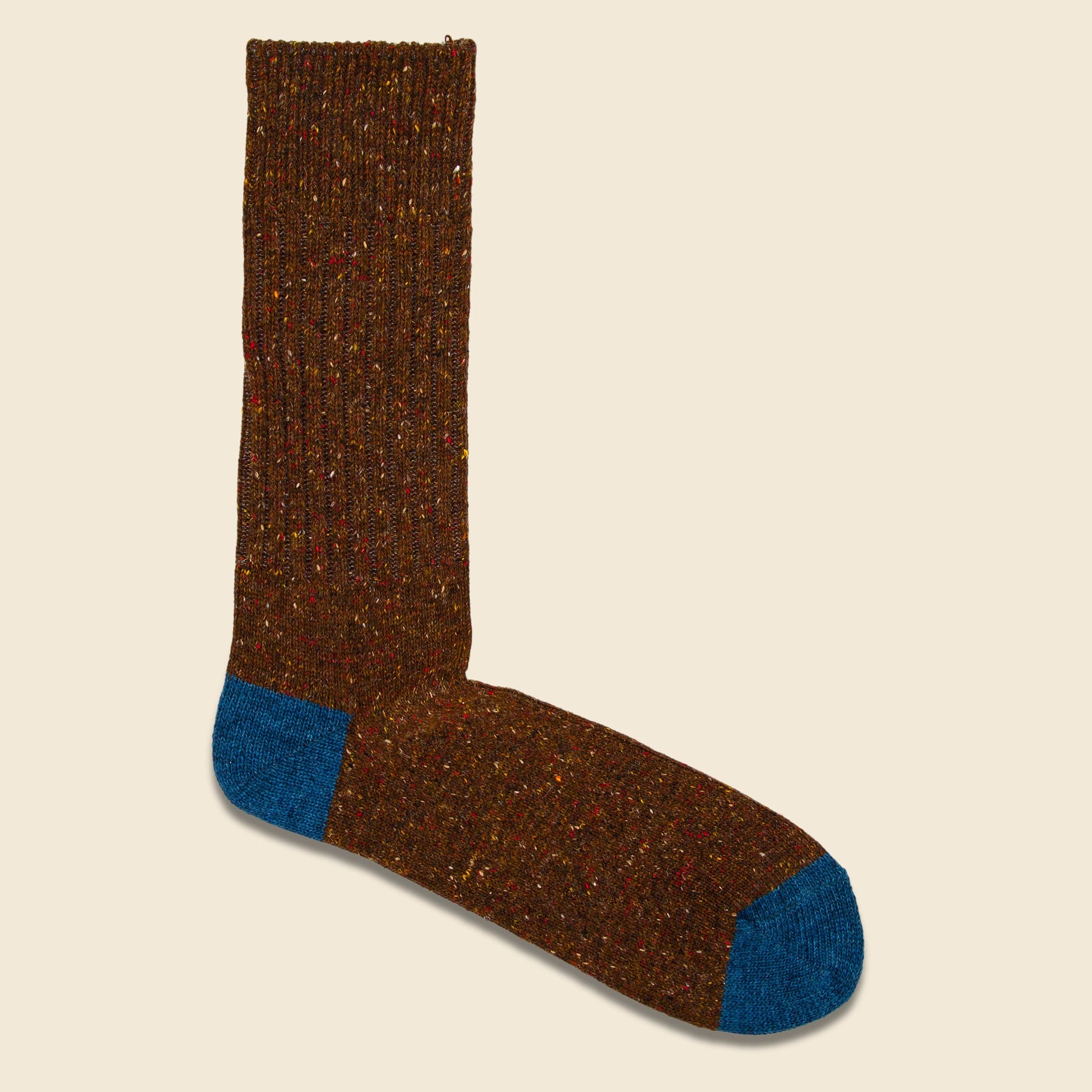 Tweed Nep Crew Sock - Brown/Blue - Anonymous Ism - STAG Provisions - Accessories - Socks