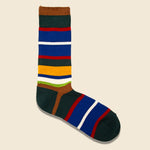 Multi Stripes Crew Sock - Moss Green - Anonymous Ism - STAG Provisions - Accessories - Socks