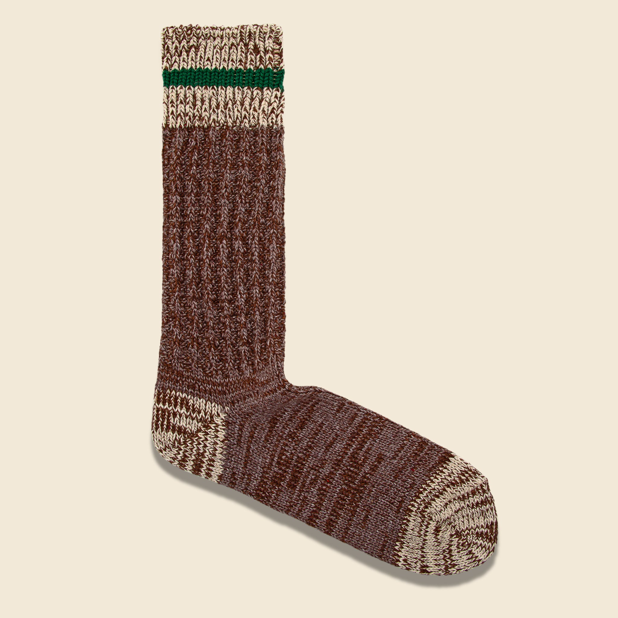 Cotton Wool Mix Stripe Crew Sock - Beige - Anonymous Ism - STAG Provisions - Accessories - Socks