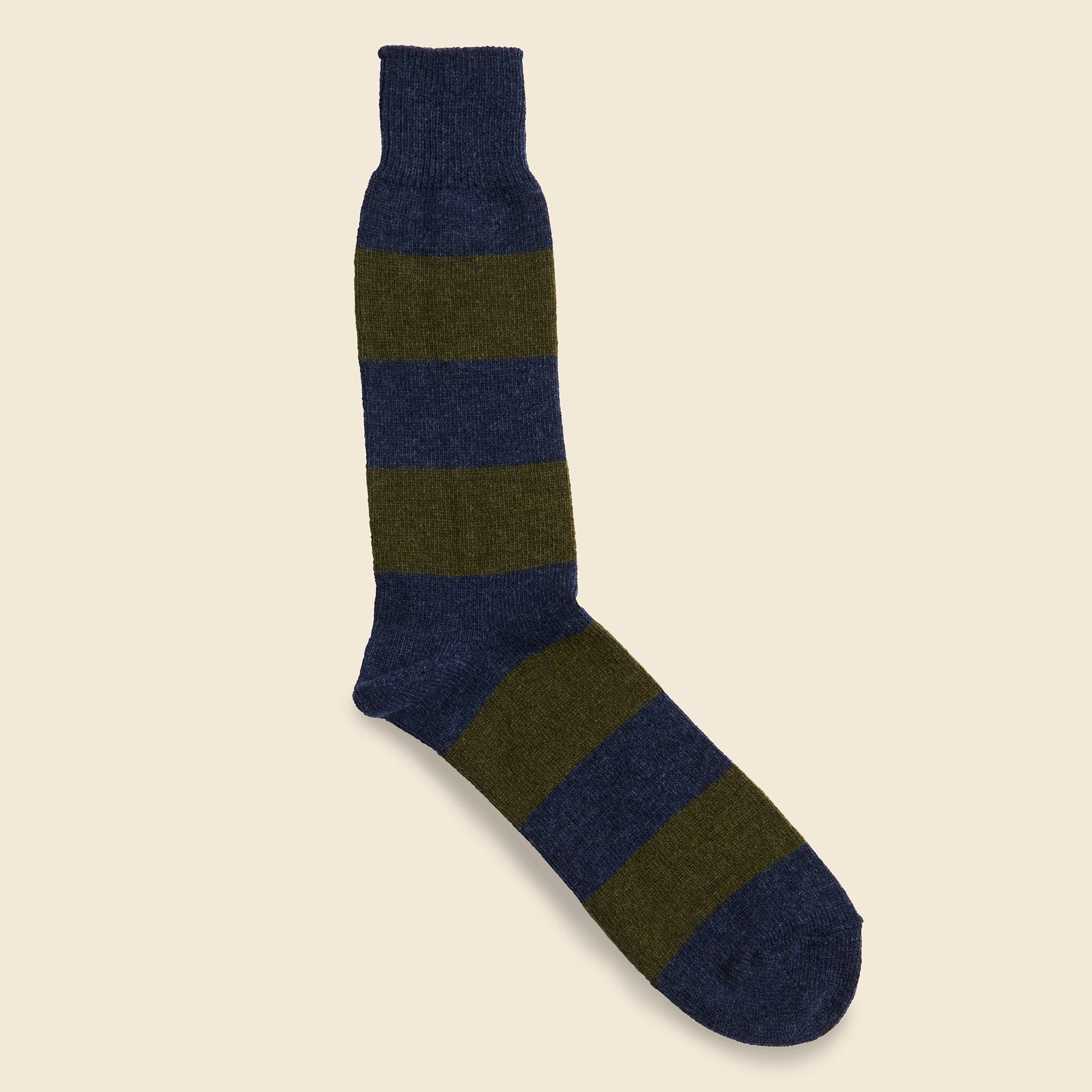 Wool Cashmere Stripe Crew Sock - Indigo - Anonymous Ism - STAG Provisions - Accessories - Socks
