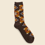 American Quilt Crew Sock - Dark Brown - Anonymous Ism - STAG Provisions - Accessories - Socks