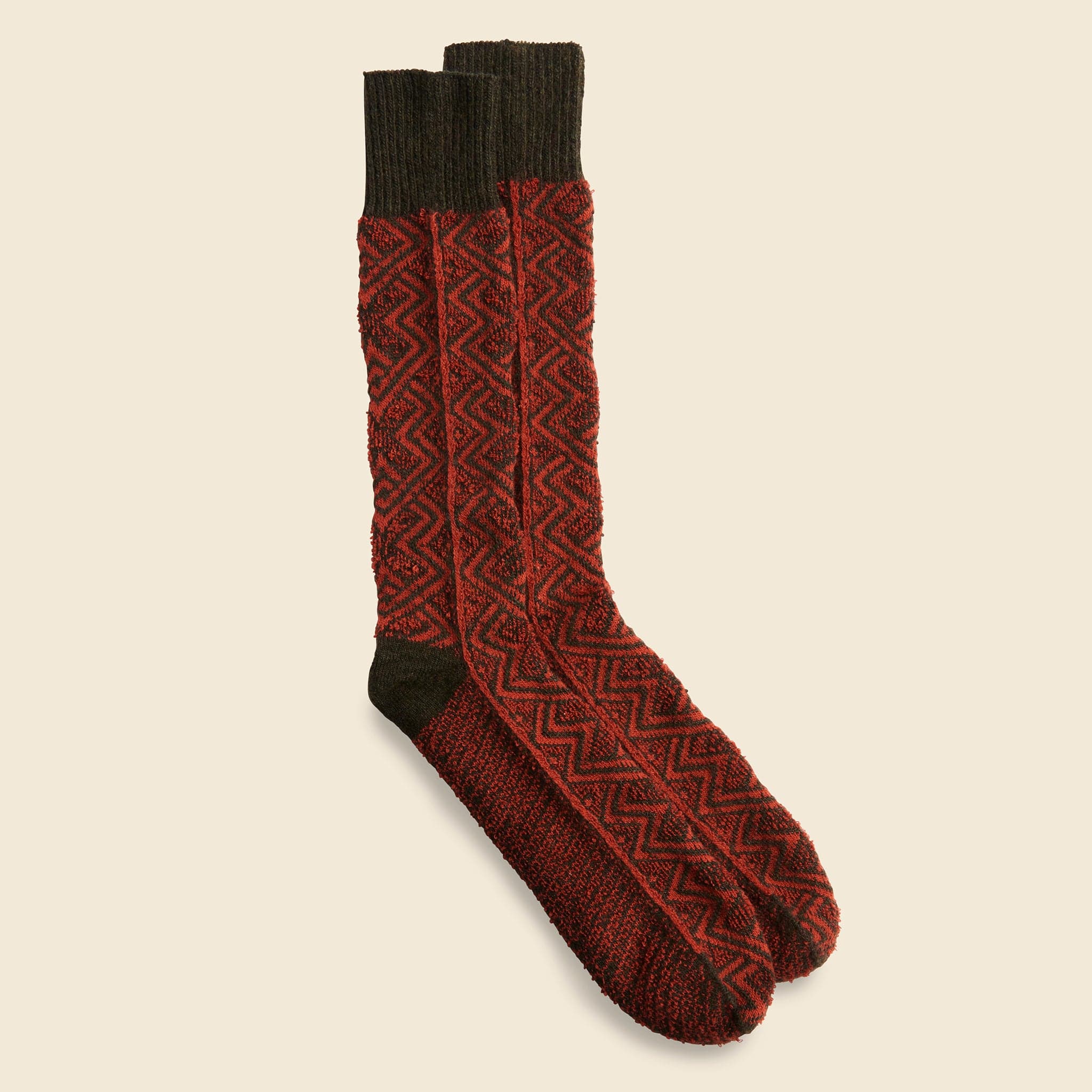 WG Pattern Crew Sock - Olive - Anonymous Ism - STAG Provisions - Accessories - Socks