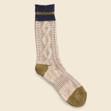 Go Hemp Cable Stripe Crew Sock - Beige - Anonymous Ism - STAG Provisions - Accessories - Socks