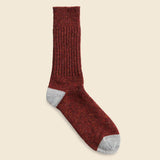 Tweed Nep Crew Sock - Wine Melange - Anonymous Ism - STAG Provisions - Accessories - Socks
