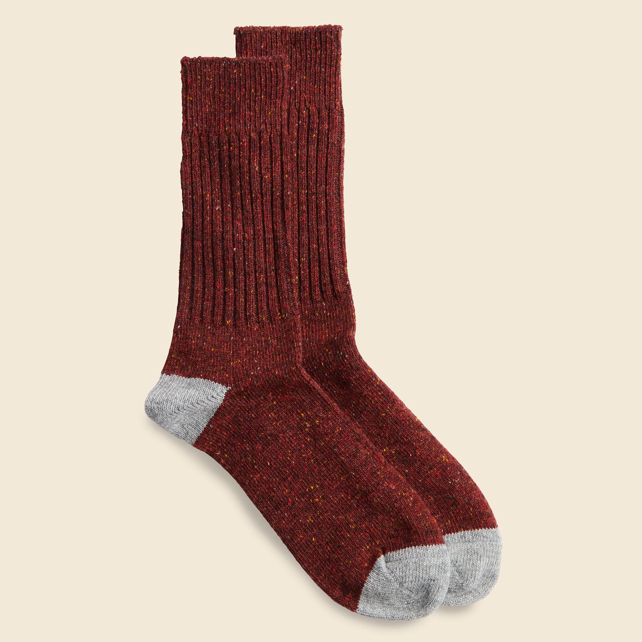 Tweed Nep Crew Sock - Wine Melange - Anonymous Ism - STAG Provisions - Accessories - Socks