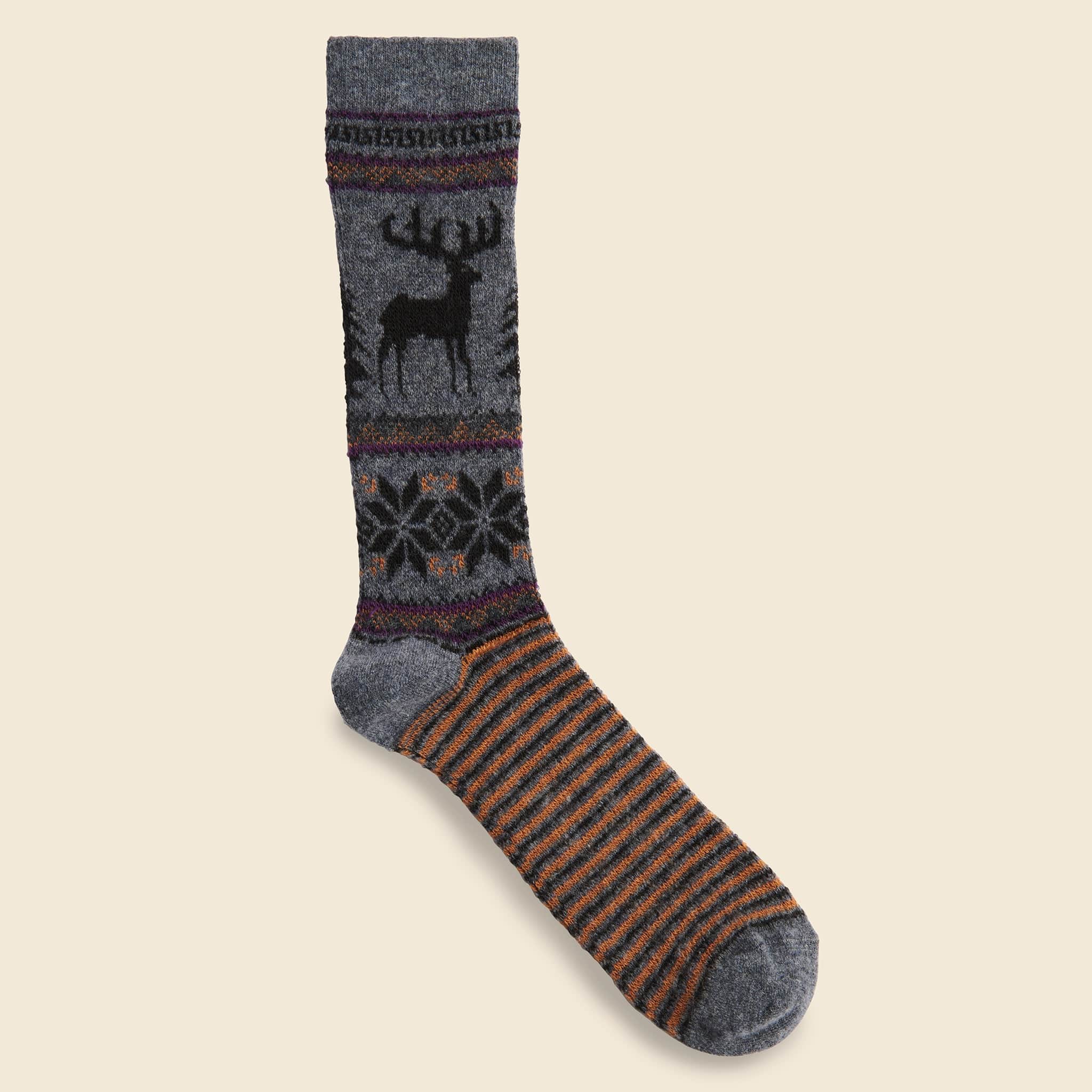 
                          Wool Deer Snow Jacquard Crew Sock - Medium Grey - Anonymous Ism - STAG Provisions - Accessories - Socks
                        