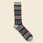 Wool Jacquard Crew Sock - Medium Grey - Anonymous Ism - STAG Provisions - Accessories - Socks