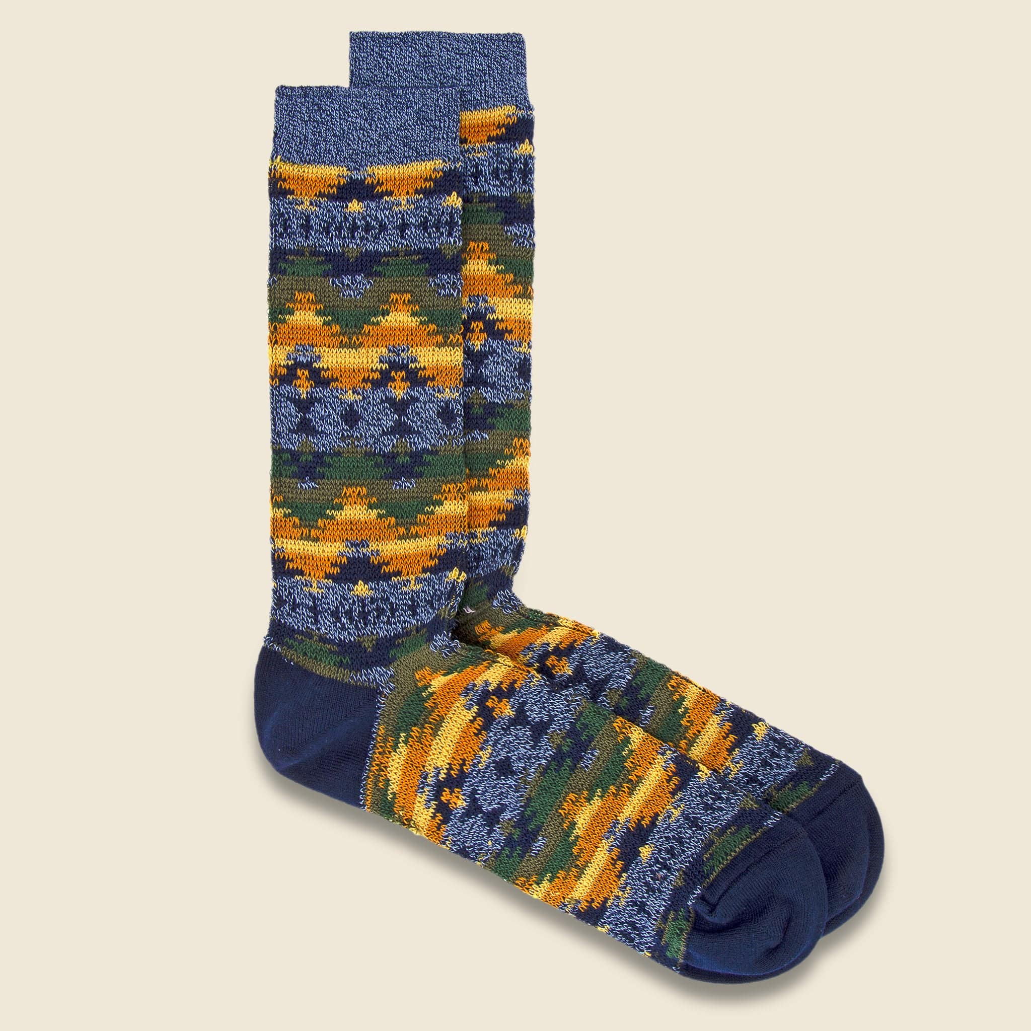 Wigwam Jacquard Crew Sock - Navy - Anonymous Ism - STAG Provisions - Accessories - Socks