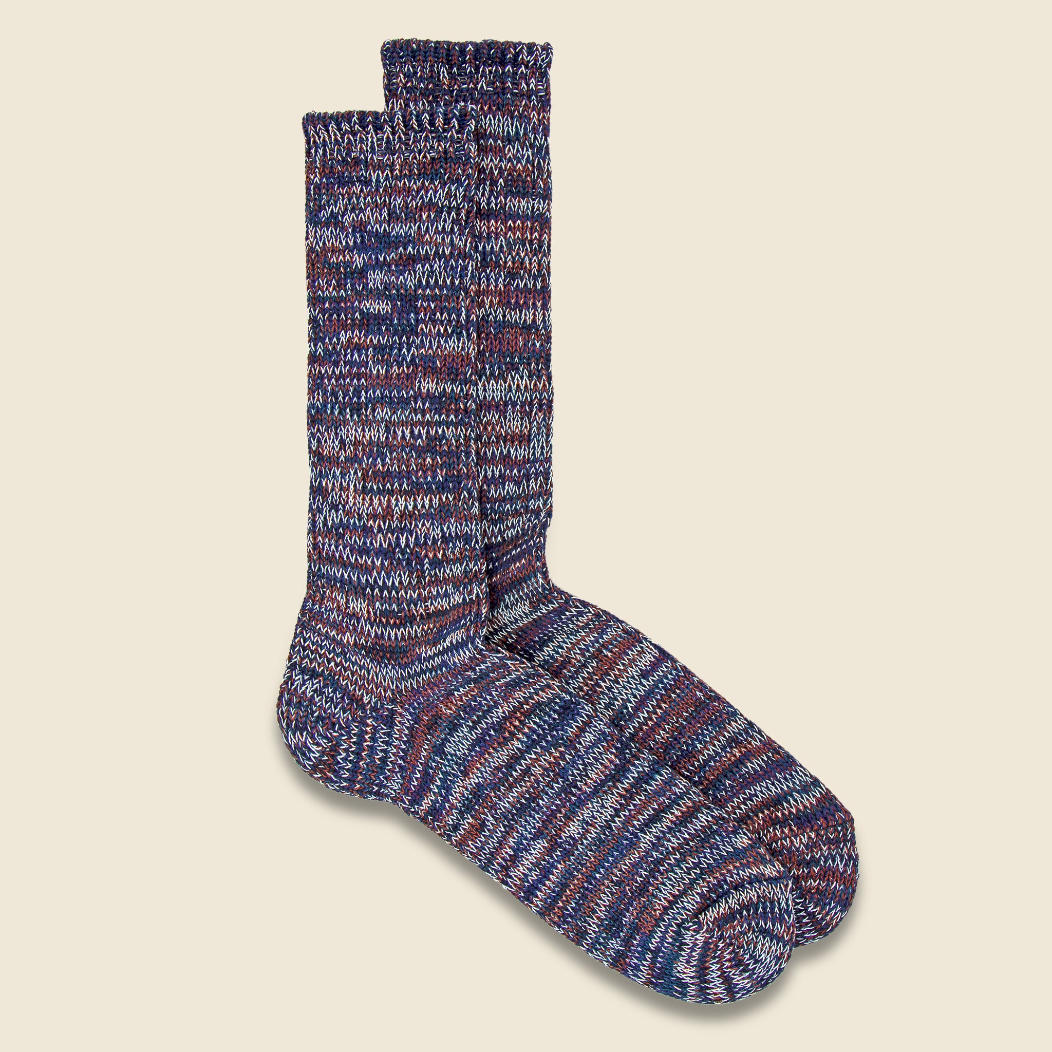 5 Color Mix Crew Sock - Navy - Anonymous Ism - STAG Provisions - Accessories - Socks
