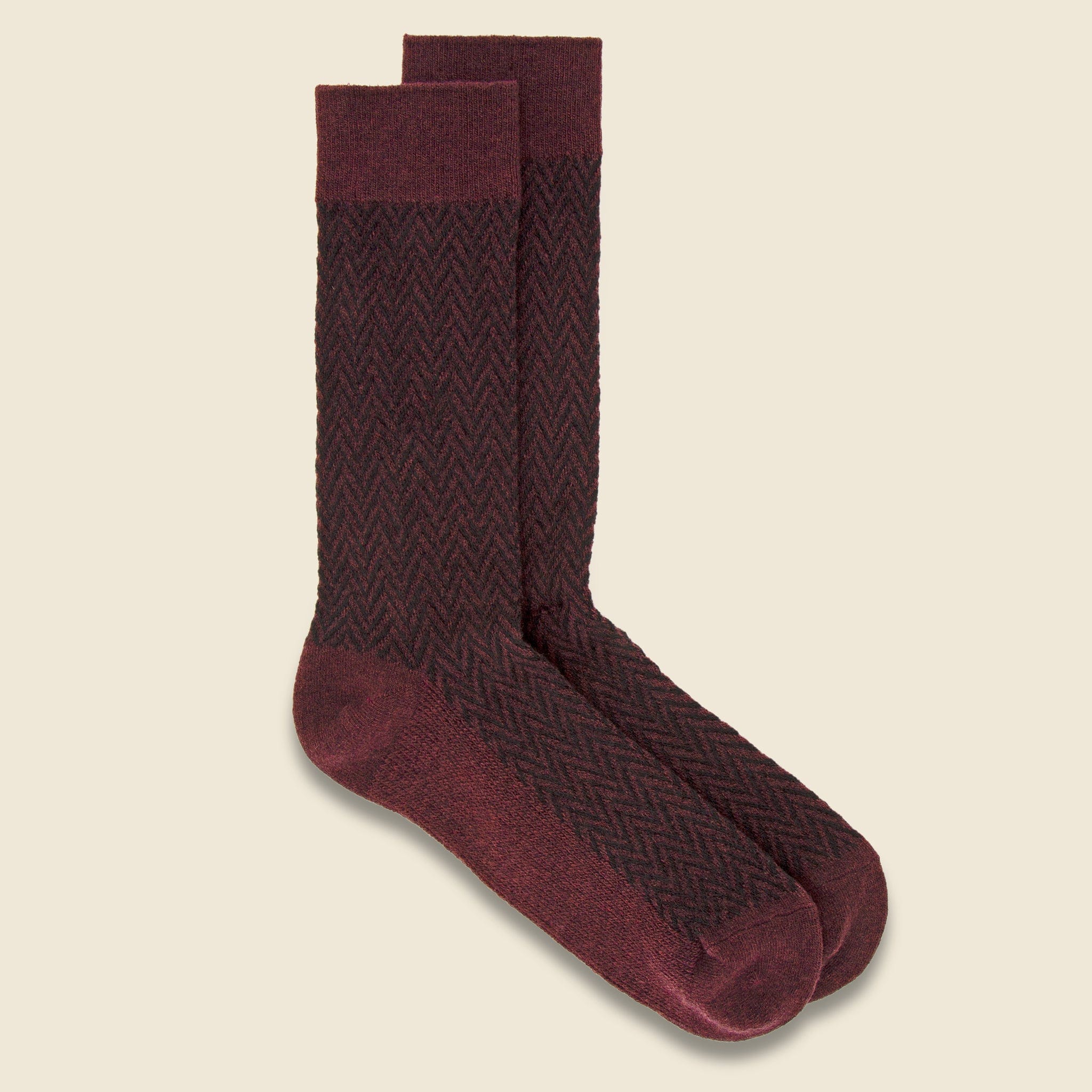 Wool Herringbone Crew Sock - Wine - Anonymous Ism - STAG Provisions - Accessories - Socks