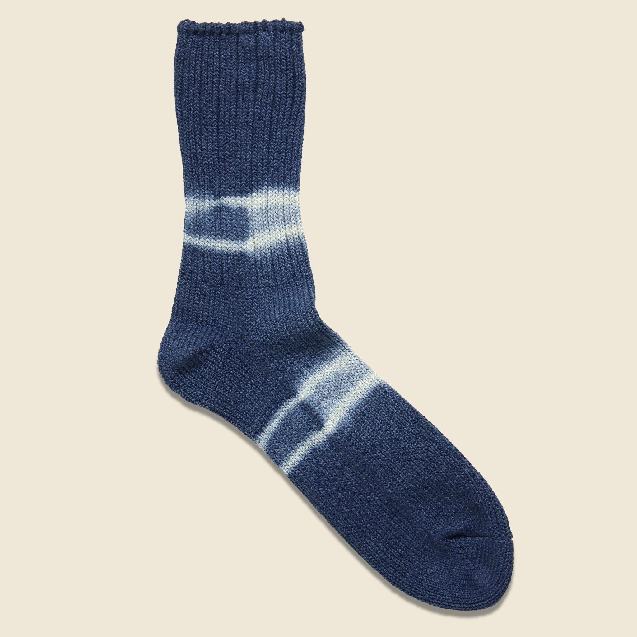 Shibori Dye Stripe Crew Sock - Indigo - Anonymous Ism - STAG Provisions - Accessories - Socks