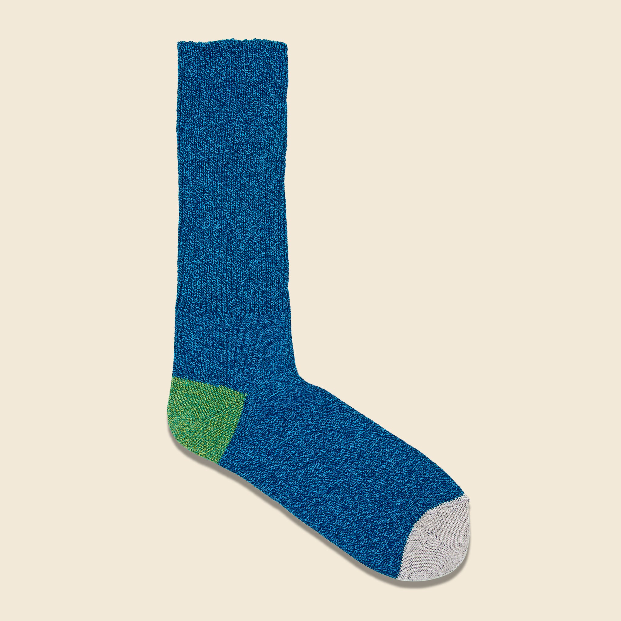 2-Point Heel/Toe Crew Sock - Blue/Green/White - Anonymous Ism - STAG Provisions - Accessories - Socks