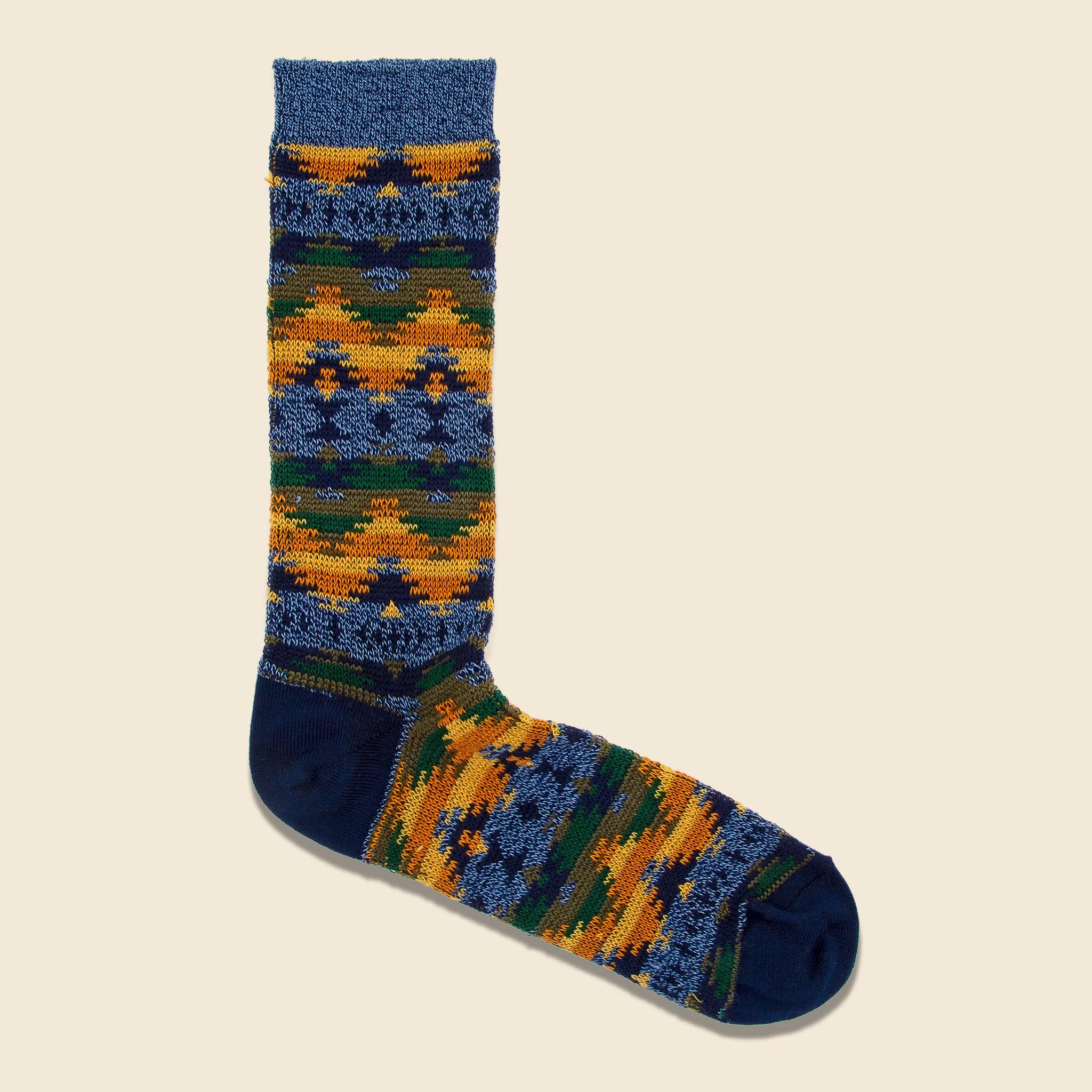 Wigman Crew Sock - Navy/Yellow - Anonymous Ism - STAG Provisions - Accessories - Socks