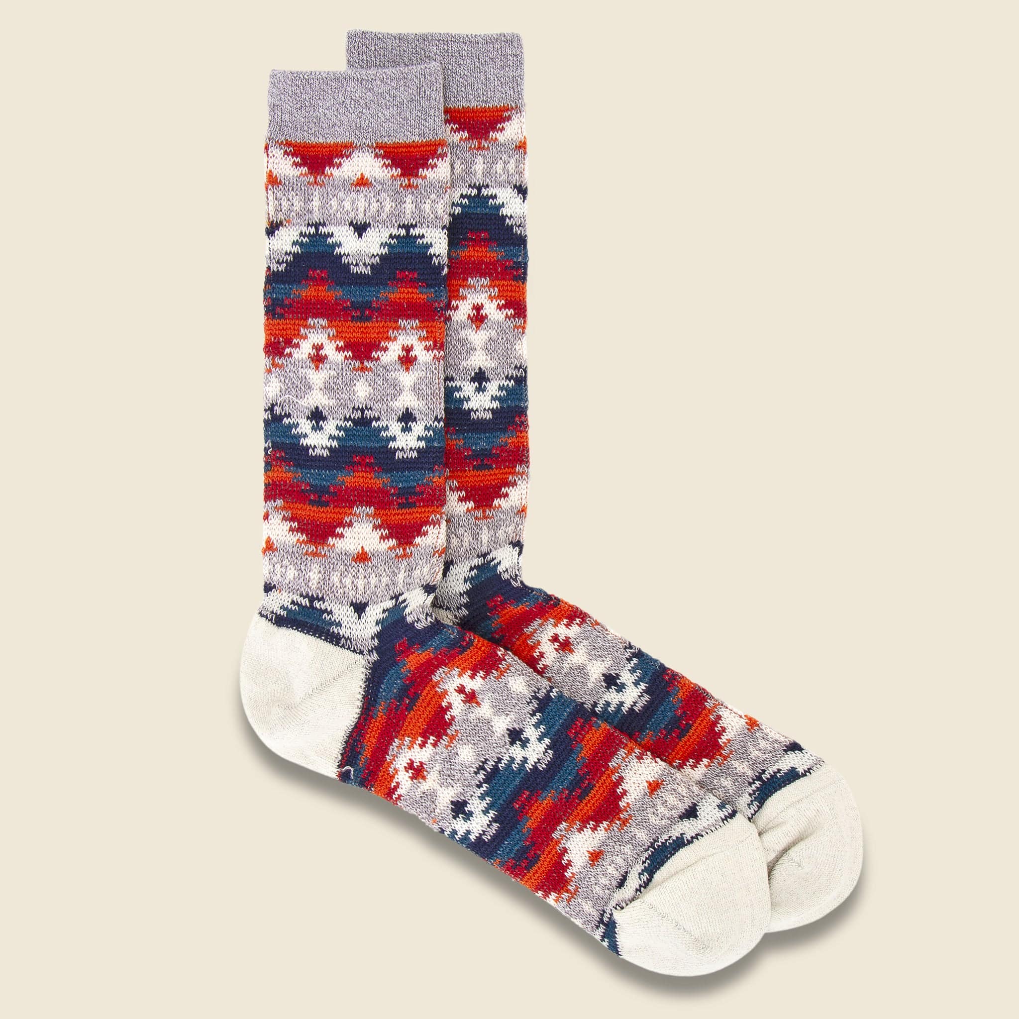 Wigwam Jacquard Crew Sock - Light Grey Melange - Anonymous Ism - STAG Provisions - Accessories - Socks