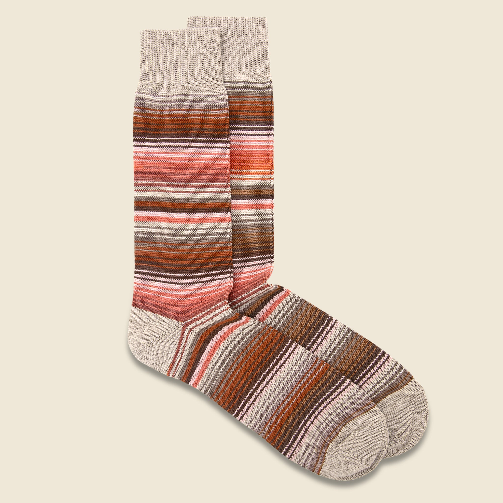 Blanket Stripe Crew Sock - Beige - Anonymous Ism - STAG Provisions - Accessories - Socks