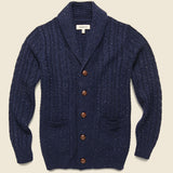 Tweed Cable Cardigan - Navy - Barque - STAG Provisions - Tops - Sweater