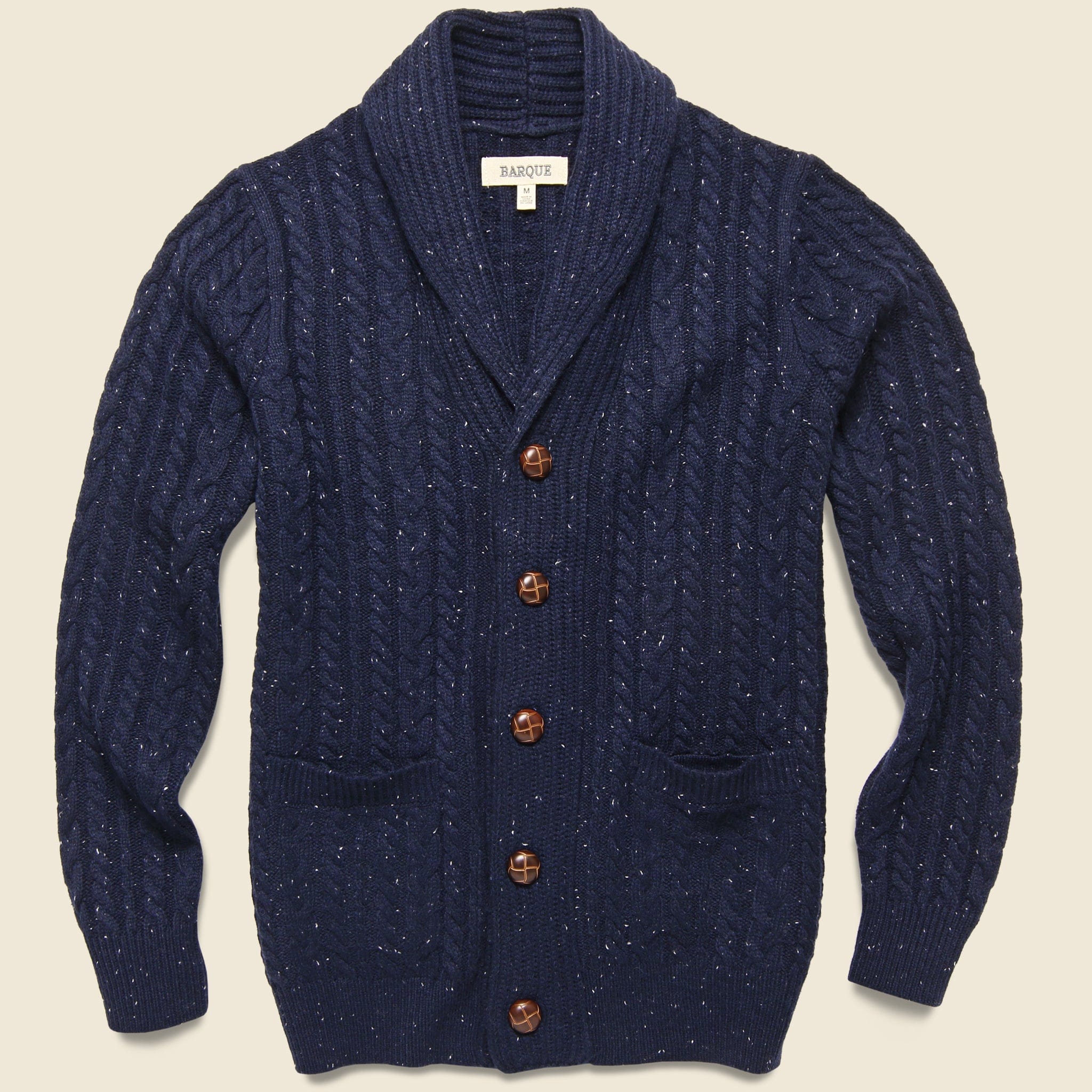 Tweed Cable Cardigan - Navy - Barque - STAG Provisions - Tops - Sweater