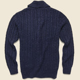 Tweed Cable Cardigan - Navy - Barque - STAG Provisions - Tops - Sweater