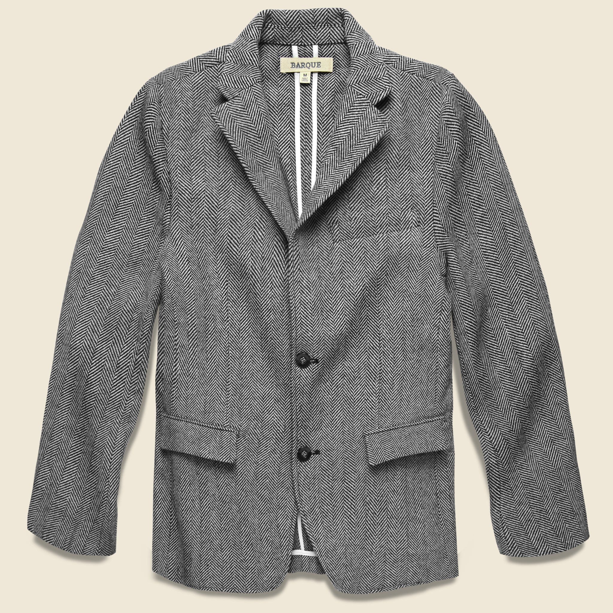 Wool Herringbone Blazer - Black - Barque - STAG Provisions - Suiting - Sport Coat
