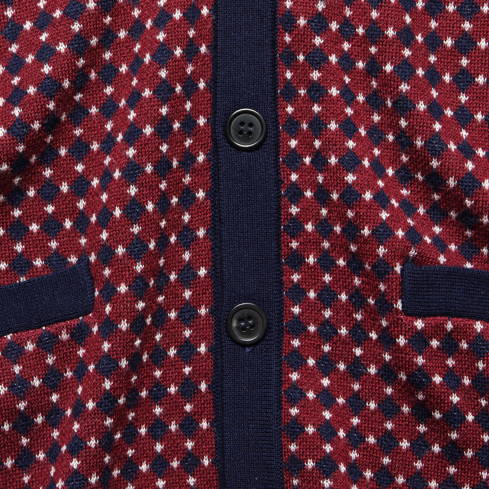 
                          Jacquard Merino Cardigan - Burgundy/Navy - Barque - STAG Provisions - Tops - Sweater
                        