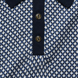 Jacquard Sweater Polo - Blue - Barque - STAG Provisions - Tops - S/S Knit
