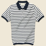 Breton Stripe Sweater Polo - Navy - Barque - STAG Provisions - Tops - S/S Knit
