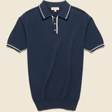 Tipped Collar Knit Polo - Navy - Barque - STAG Provisions - Tops - S/S Knit
