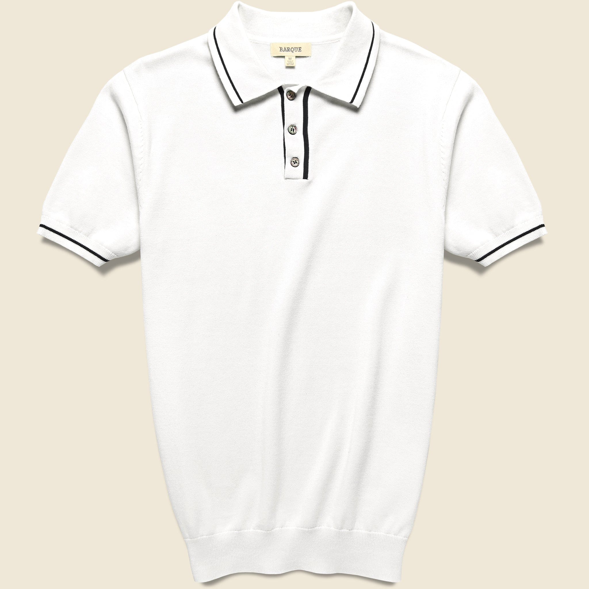 Tipped Collar Knit Polo - White - Barque - STAG Provisions - Tops - S/S Knit