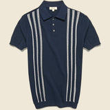 Vintage Jacquard Knit Polo - Navy - Barque - STAG Provisions - Tops - S/S Knit