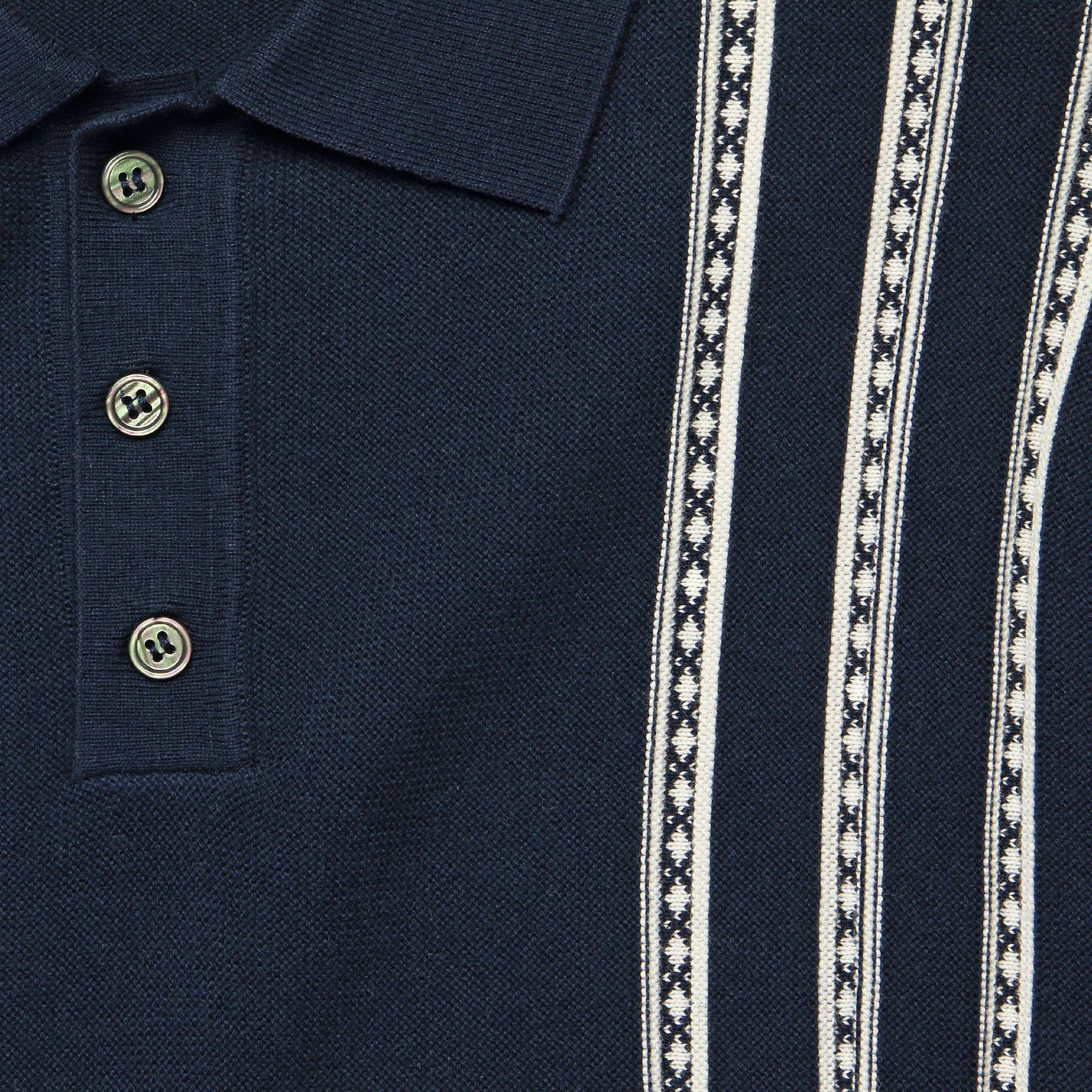 Vintage Jacquard Knit Polo - Navy - Barque - STAG Provisions - Tops - S/S Knit