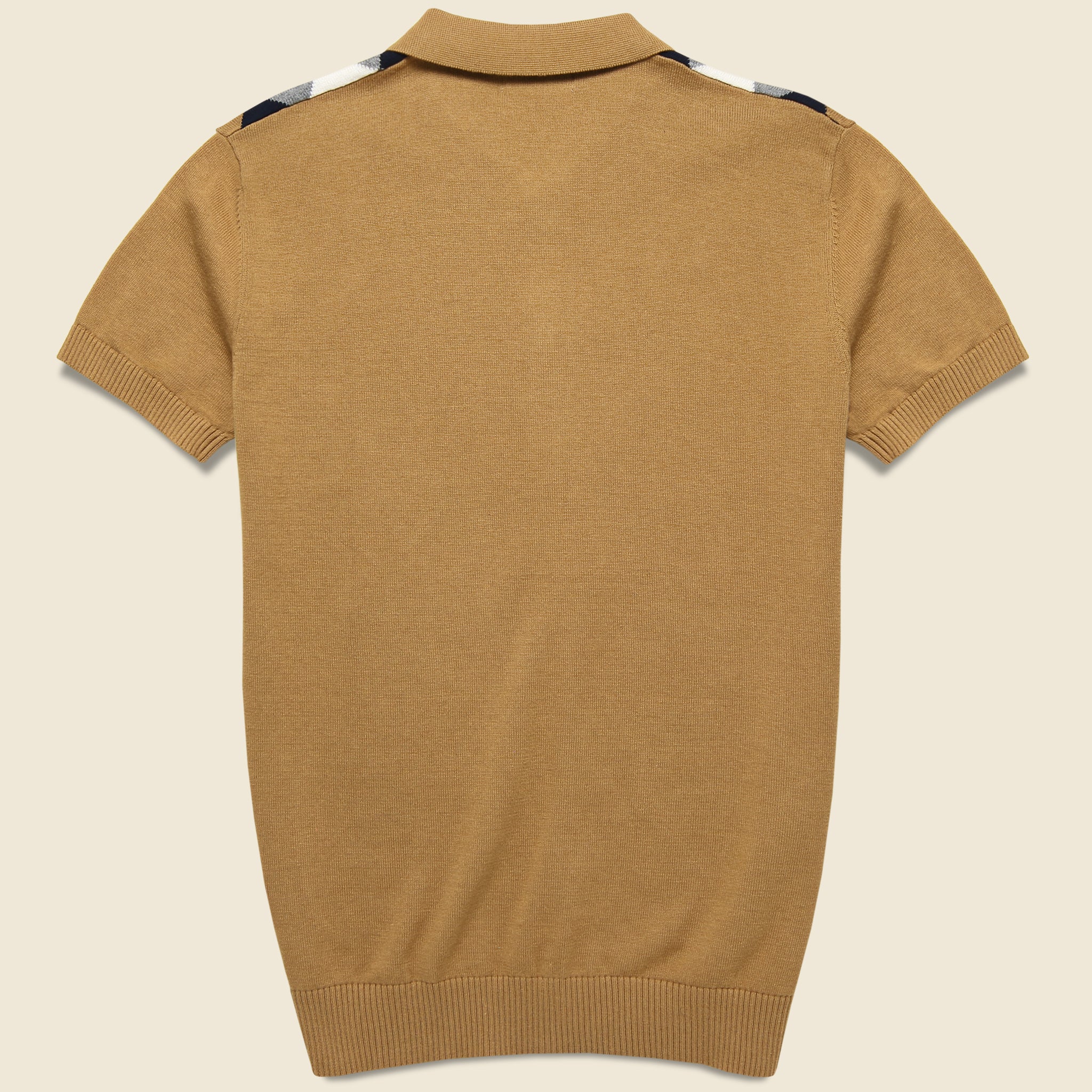 Argyle Knit Sweater Polo - Caramel - Barque - STAG Provisions - Tops - S/S Knit