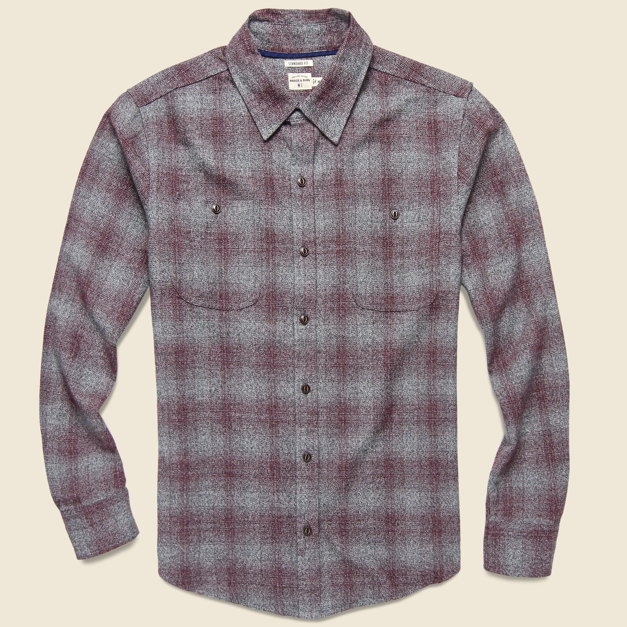 Winslow Flannel - Burgundy Plaid - Bridge & Burn - STAG Provisions - Tops - L/S Woven - Plaid