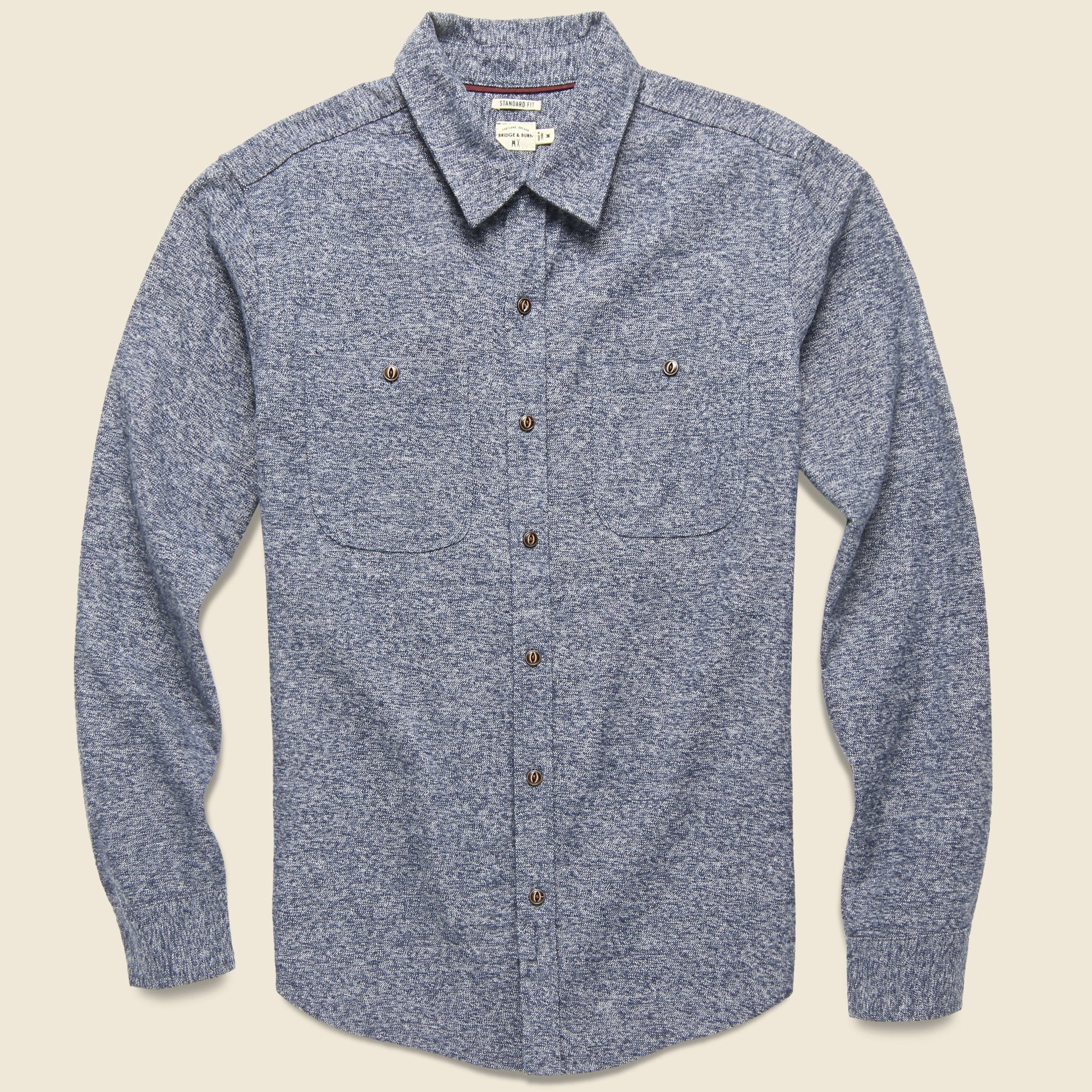 Winslow Flannel - Navy Heather - Bridge & Burn - STAG Provisions - Tops - L/S Woven - Solid