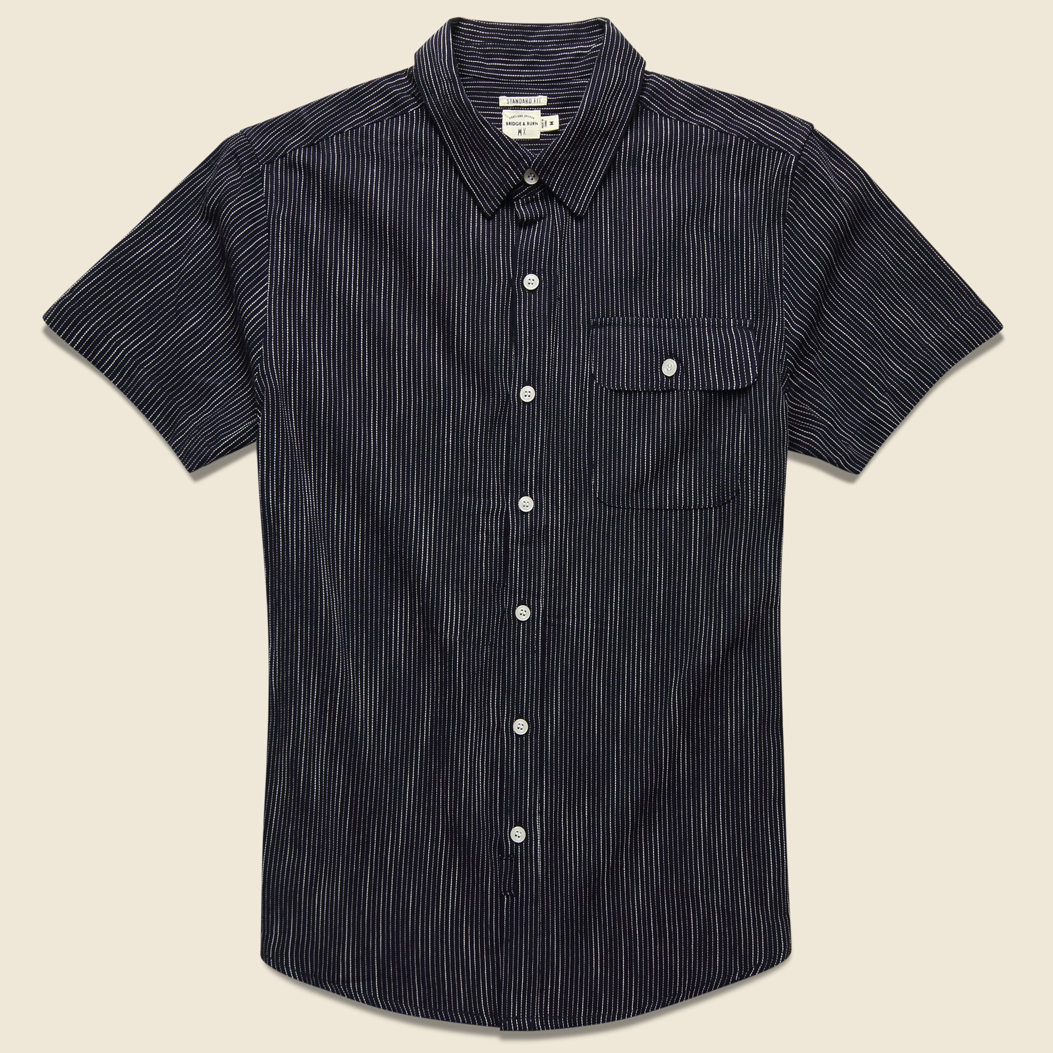 Marten Shirt - Navy Pinstripe - Bridge & Burn - STAG Provisions - Tops - S/S Woven - Stripe