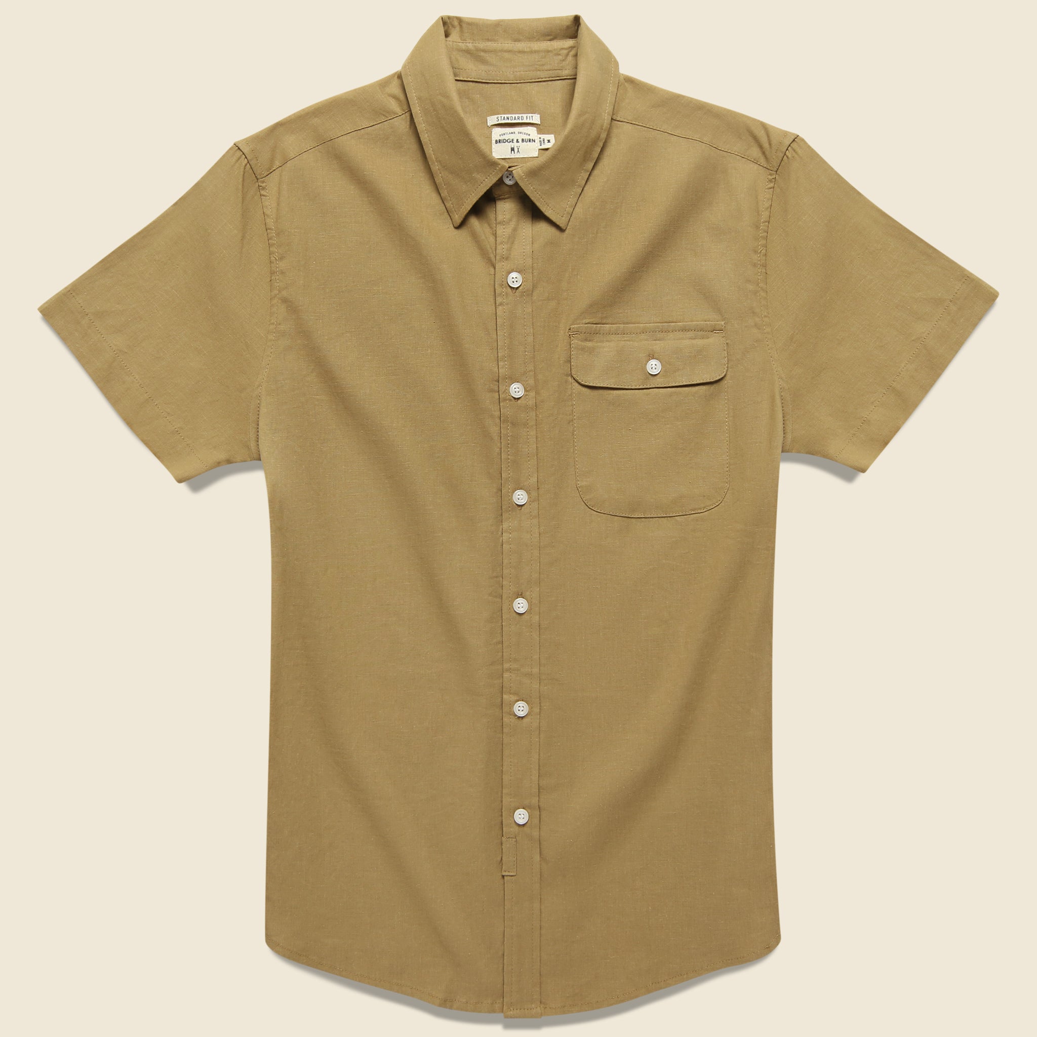 Marten Shirt - Camel - Bridge & Burn - STAG Provisions - Tops - S/S Woven - Stripe