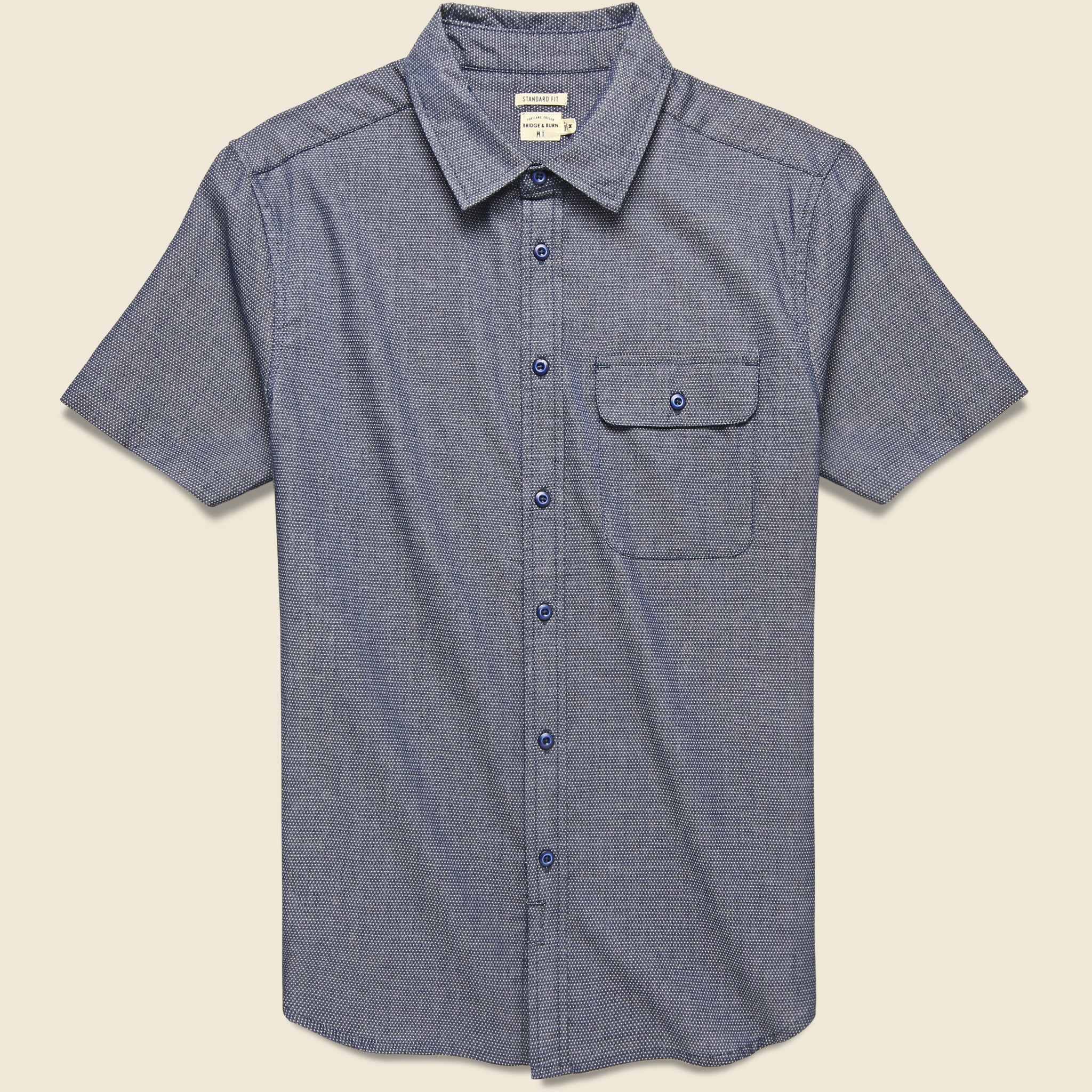 Marten Shirt - Navy Microdot - Bridge & Burn - STAG Provisions - Tops - S/S Woven - Solid