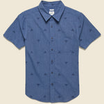 Malcolm Shirt - Navy Fil Coupe Pyramids - Bridge & Burn - STAG Provisions - Tops - S/S Woven - Other Pattern