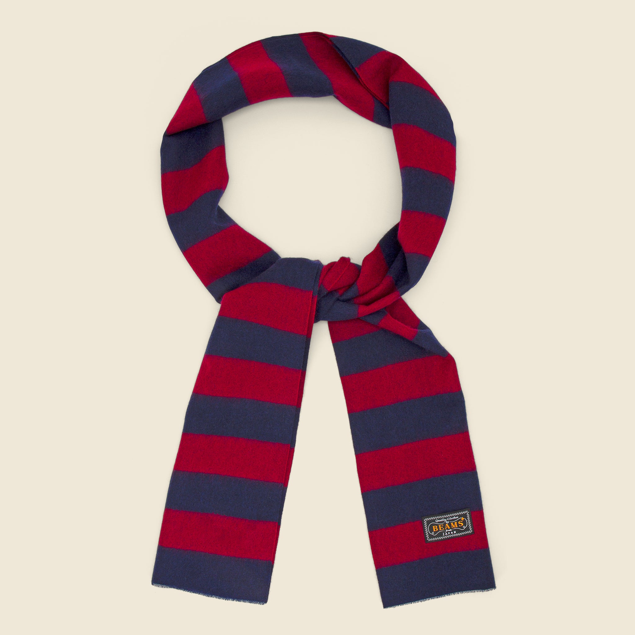 Cashmere Scarf - Navy/Wine Stripe - BEAMS+ - STAG Provisions - Accessories - Scarves