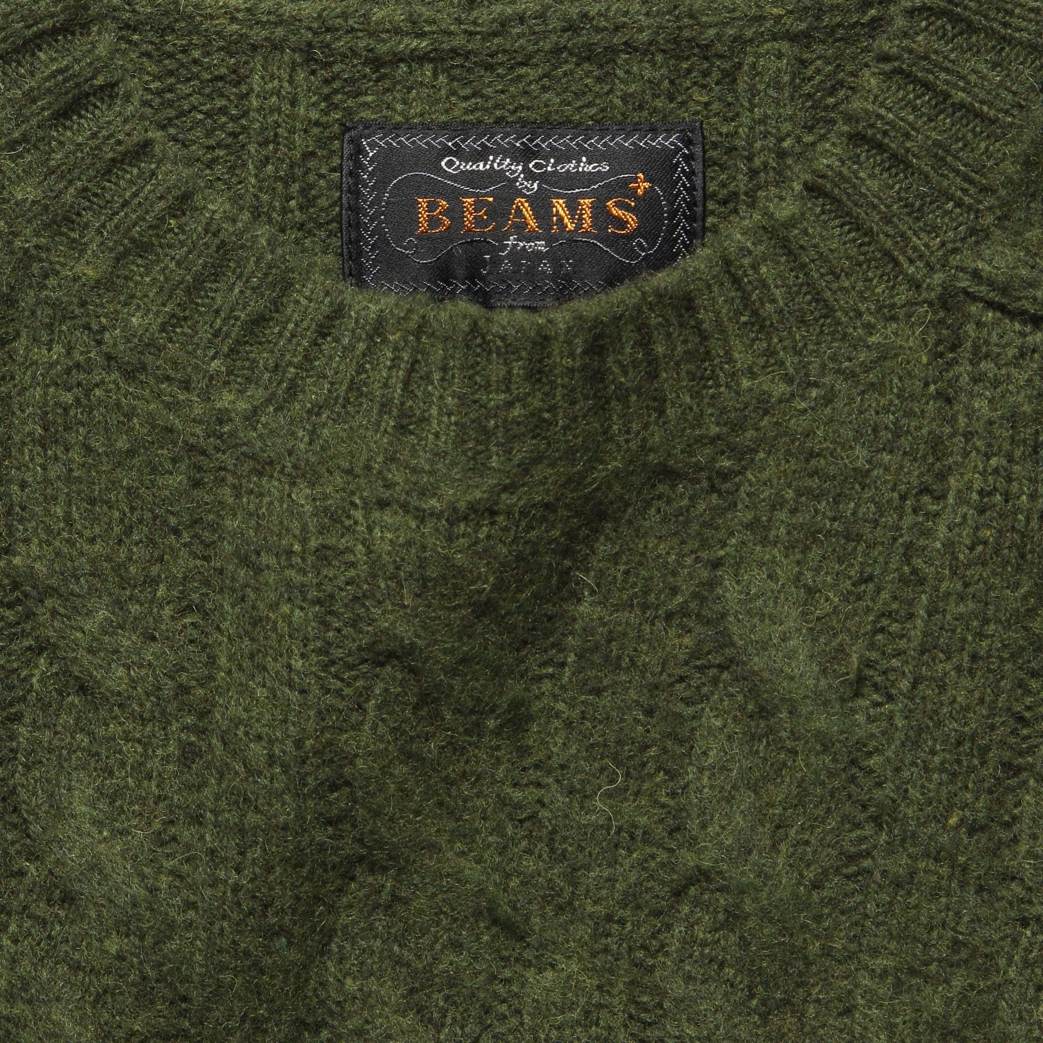 Shaggy Cable Crew Sweater - Olive - BEAMS+ - STAG Provisions - Tops - Sweater