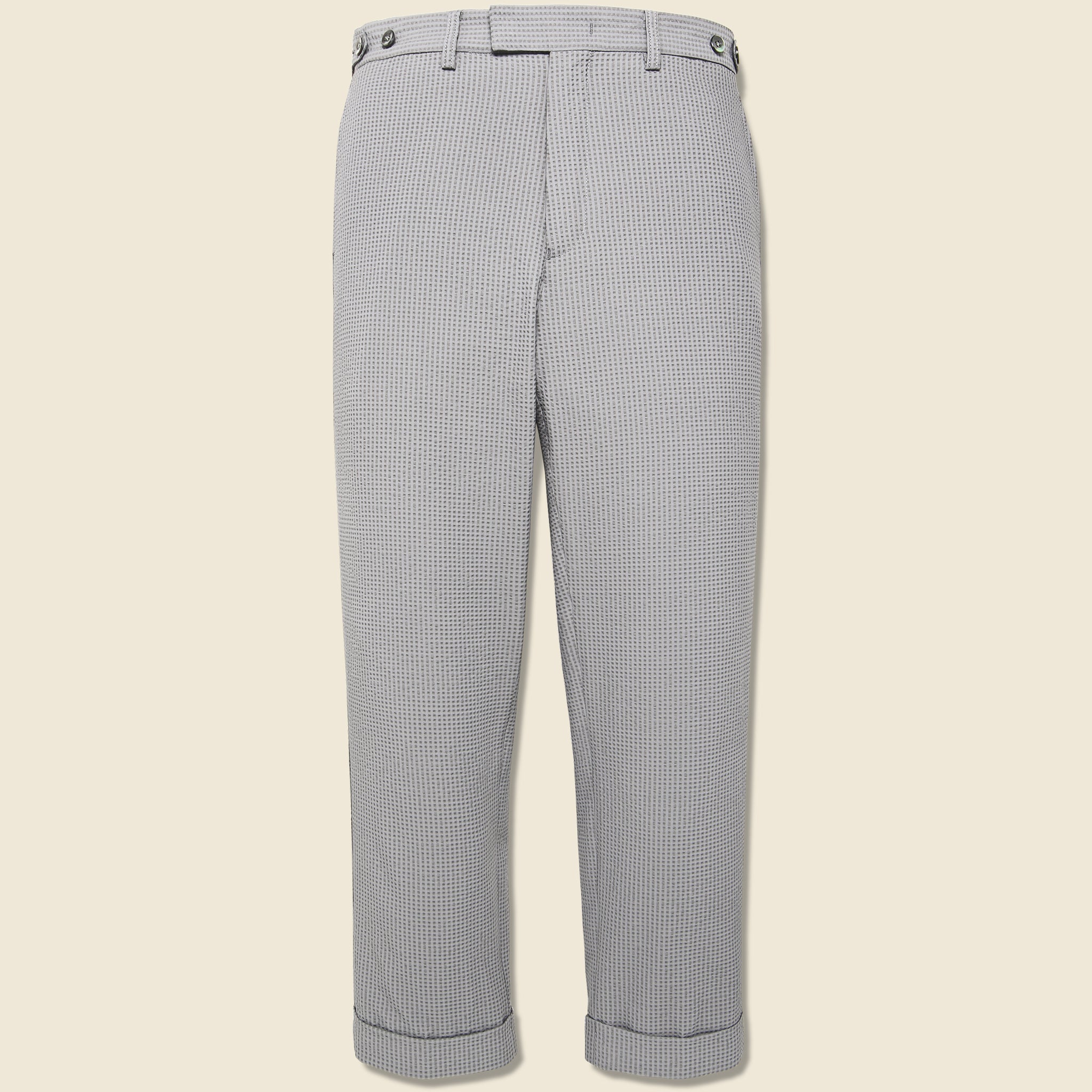Ankle-Cut Seersucker Ivy Trousers - Grey Stripe - BEAMS + - STAG Provisions - Suiting - Suit Pant