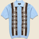 Zip Knit Polo - Sax/Brown - BEAMS+ - STAG Provisions - Tops - S/S Knit